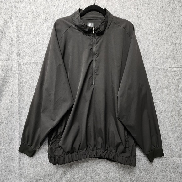 Foot Joy Windbreaker Jacket Men 2XL Black 1/2 Zip Long Sleeve Golf Elastic Cuffs - Picture 2 of 7
